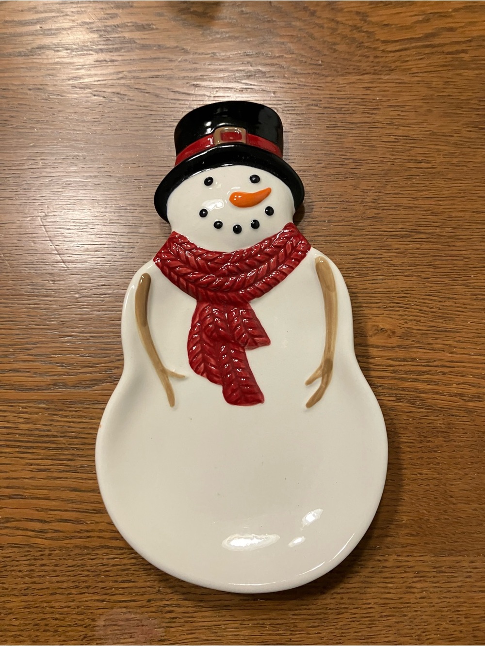 St. Nicholas Square Red-Scarf Snowman Spoon Rest